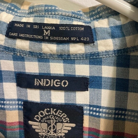 LEVIS Dockers Indigo Vintage 90s Button Up Shirt Mens Plaid Medium - Picture 8 of 12